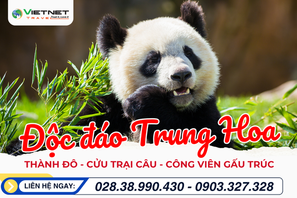 DU LỊCH TRUNG QUỐC 2026: THÀNH ĐÔ - CỬU TRẠI CÂU - CÔNG VIÊN GẤU TRÚC 6N5Đ